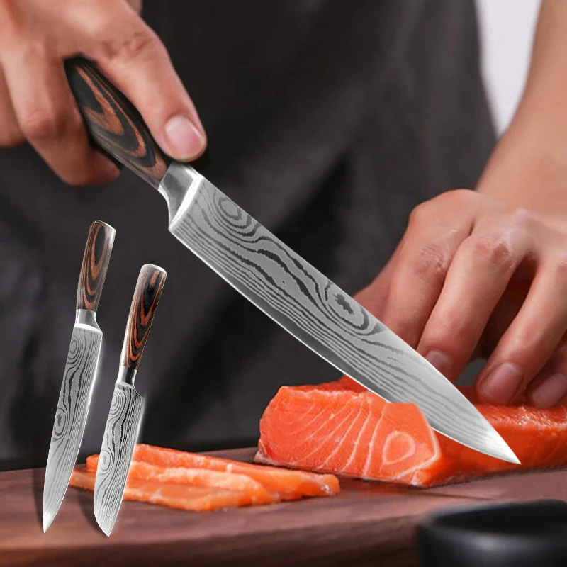 Кухонный нож 7 шт. профессиональные японские ножи шеф повара набор из нержавеющей