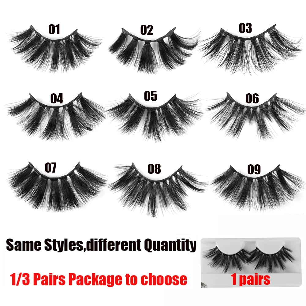 

1 Pair 3D 100% Mink Hair Thick Long False Eyelashes Wispy Fluffy Fake Lashes Handmade Cruelty-free Eye Extension Makeup Tools