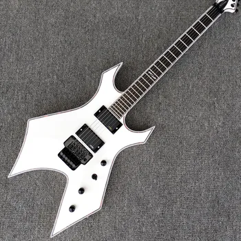 

IN STOCK,Special SHAPE electric guitar,6 Strings White guitar,colorful binding,rosewood fingerboard,Free Shipping