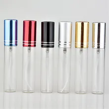

10ml 15ml Clear Glass Spray Bottle Perfume Atomizer With Aluminum Gold Black Cap Mini Sample Vials Thin Glass Bottle