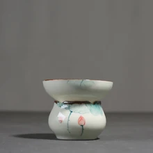 Розовые фарфоровые ситечки для чая с ручной росписью в форме лотоса, Китайский Фильтр для специй в виде листьев, китайские аксессуары для чая кунг-фу