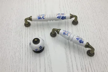 

4pcs ceramic knobs puxadores tiradores de ceramica ceramic cabinet door knobs handle porselein knop