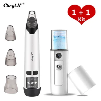 

CkeyiN Facial Blackhead Remover Vacuum Face Skin Pore Cleaner Suction Acne Pimple Removal Tool with Mini Nano Facial Steamer