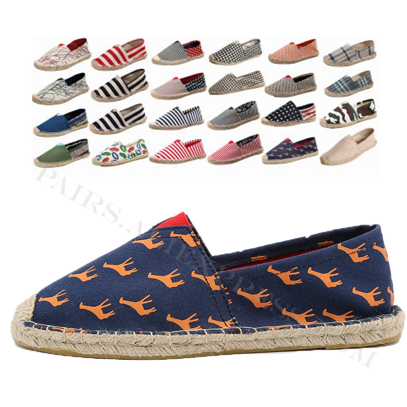 Womens Canvas Flats Shoes Striped 2018 Fashion Espadrilles Slip-On Flat Breathable Summer Casual Loafers