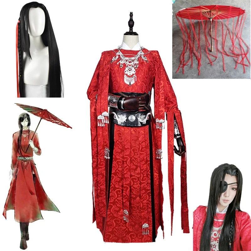 

Tian guan ci fu Desperate ghost king Hua cheng Cosplay Black Long Cosplay Costmes with cloak all set Halloween party costume