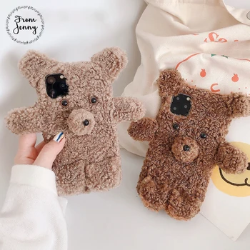 

From Jenny Plush bear for iPhone 11 Pro x xr xs max 6 6S 7 8 Plus autumn and winter cute mobile phone protection soft shell