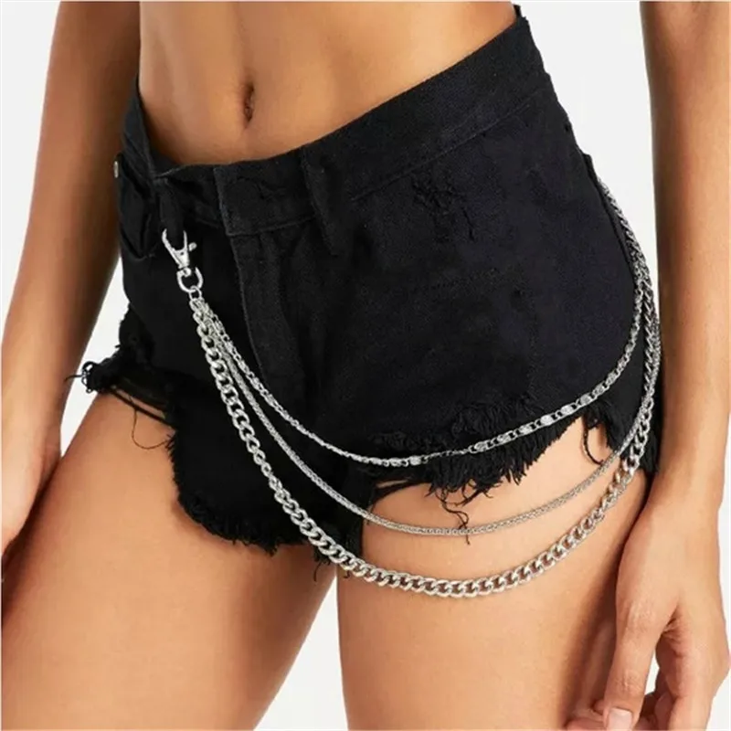 

1PC Multilayers Tassel Ring Chain Rock Punk Hip Hop Trousers Pant Jean Keychain Ring Clip Keyring HipHop Jewelry Accessories