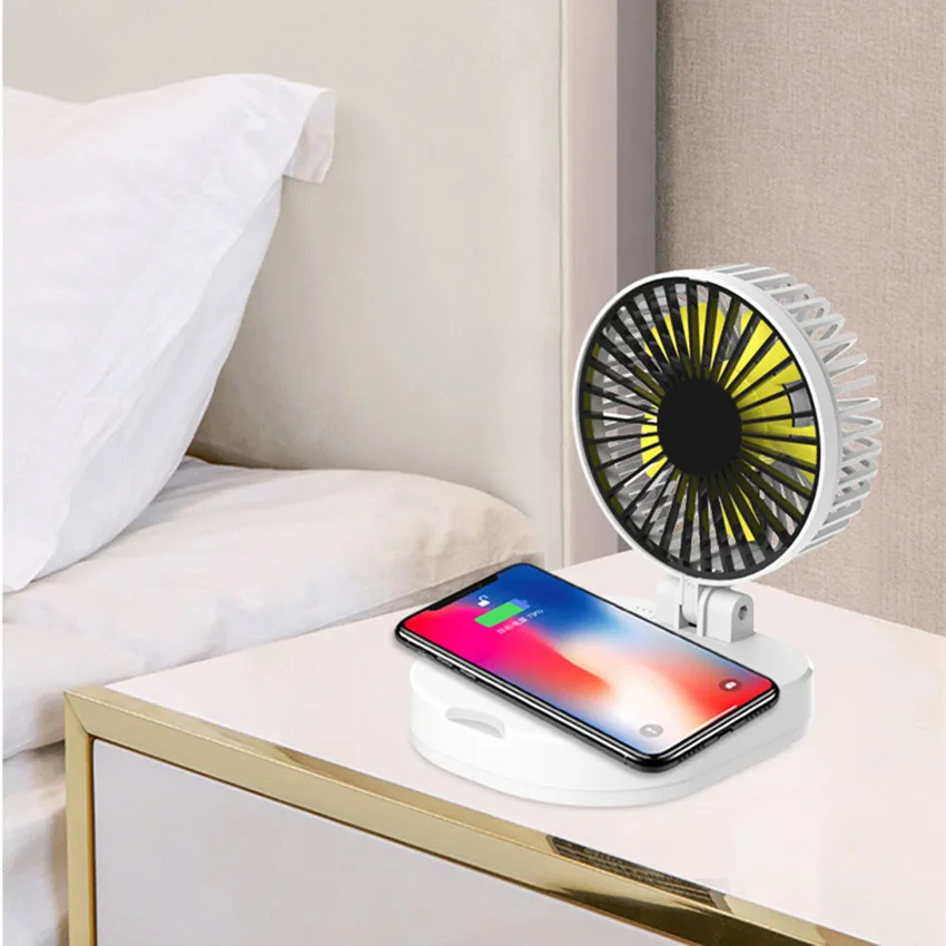 

Multifunction Qi Wireless Charger With Power Bank For Xiaomi Mi 9 8 iPhone8 Portable Charging Folding Portable Desktop Mini Fan