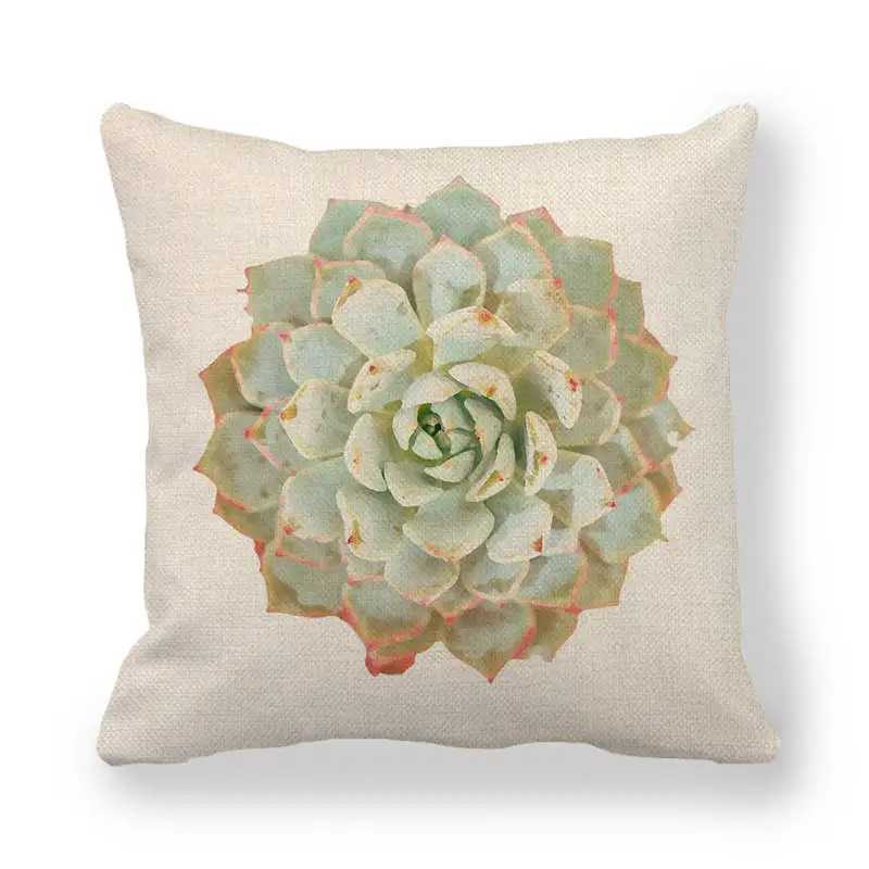 Sofa decorative pillowcase plant series pillow case living room decorative flowers fruit printed linen pillowcase450x450mm