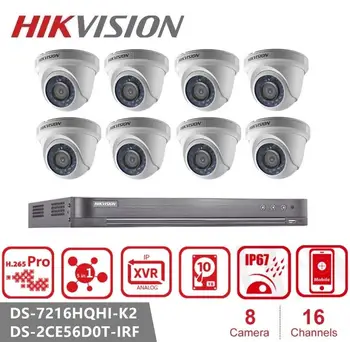 

Hikvision 2MP CCTV camera System 1080P 16CH Security Camera DVR Kit waterproof Indoor home Video Surveillance DS-2CE16D0T-IRF