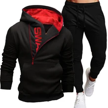 

Men's Tracksuit Casual Sport Sets Zipper Hoodies Pants Two Piece Set Hooded Sportswear Fashion Sweatshirt Suit Man Clothing