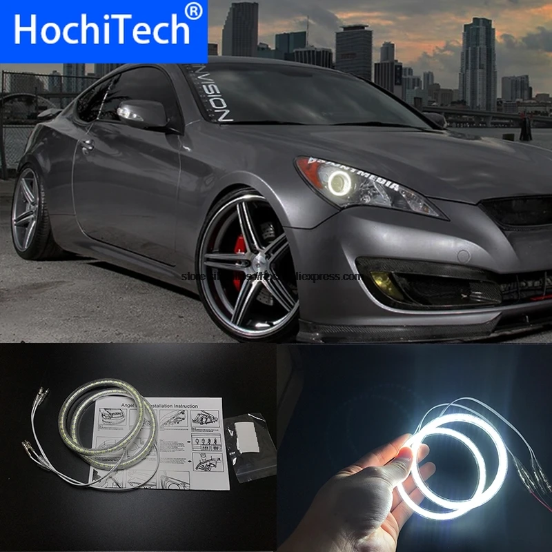 

HochiTech для Hyundai Genesis Coupe 2010-14 ультра яркий SMD белый светодиодный ангельские глазки 2600LM halo ring kit дневной ходовой светильник DRL