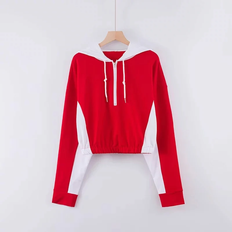 Женские толстовки с контрастными вставками - Цвет: red