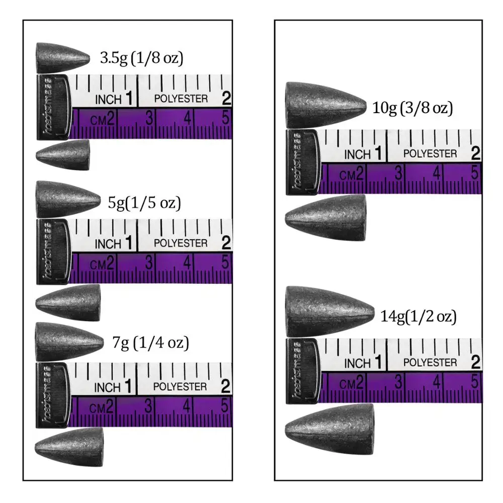 1/5/10PCS Bullet Shape Leads Sinkers Lead Fishing Sinker Weights