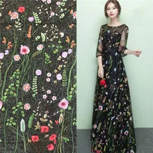 Цветочная и Цветочная вуаль с вышивкой кружевная ткань сетка для свадебного платья 130 см