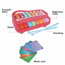 Горячая 2 в 1 пианино ксилофон образовательные Музыкальные инструменты игрушки с музыкальными картами для детей