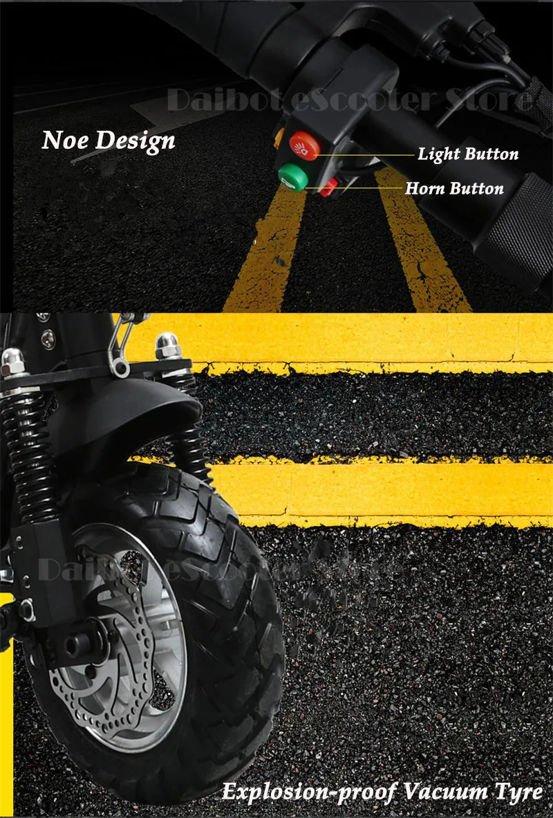 10 Inch Electric Skateboard Scooter Two Wheels Electric Scooters Off Road 52V 1000W Powerful Electric Scooter Seat For Adult (14)