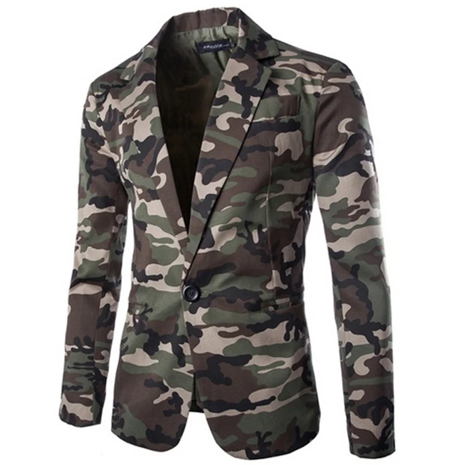 

Zogaa 2019 Brand Men's Blazer Camouflage Cotton Lapel Regular Blazer Men Slim Fit Single-breasted Male Suit Jacket Casual Coats