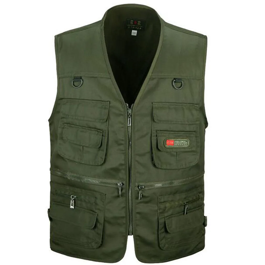 XL Army Green Полиэфирный мужской уличный жилет с несколькими карманами для путешествий и рыбалки, Быстросохнущий жилет для фотосъемки и осмотра - Цвет: XL Army Green