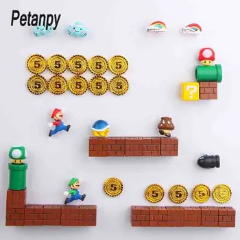 

Gold coin combination 3D Super Mario Bros. Fridge Magnets Refrigerator Message Sticker Home decora Children Toys Birthday Gift
