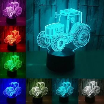 

Atmosphere Lamp Party Gifts Touch Control Kids Home 7 Colors Funny 3D Illusion Decorative Bedroom Led Night Light Tractor Shape