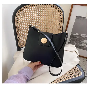 

New Summer PU Leather Baguette Bags For Women 2020 Female Solid Color Shoulder Bag Sac Femme Bucket Bag Sac Femme Luxury Handbag