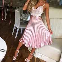 Летняя женская повседневная юбка, эластичная талия, модная шифоновая юбка, полиэстер, Женская плиссированная длинная юбка, Прямая поставка