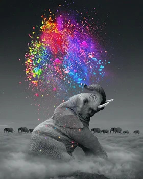 

Paint By Number Elephant Animal HandPainted DIY Gift Kit Drawing On Canvas Oil Painting Picture Wall Art Home Decoration