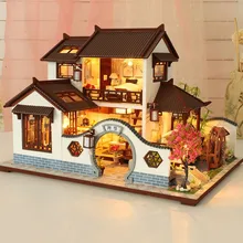 Образование для детей Веселые Обучающие игрушки для детей 3D деревянный кукольный домик древний город DIY Миниатюрная модель рождественские подарки игрушки Y109