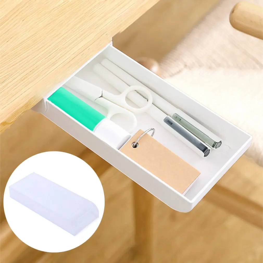 

Pencil Holder Hidden Storage Box Self-Adhesive Desk Drawer Organizer Table Under Paste Stationery Case Supplies