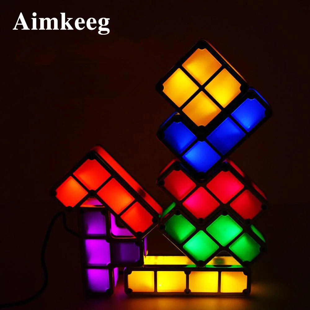 7Colors DIY 3D Tetris Puzzle Light Stackable LED Desk Lamp Baby Night