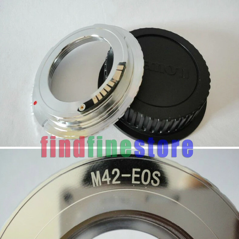 silver AF Confirm Chip Adapter For M42 Mount Lens to Canon EOS EF Camera 7D 60D 400D 500D 550D 600D 350D 450D 1100D Rebel + CAP |