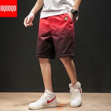 Черный градиент вышивка карго мешковатые шорты мужские летние хлопковые хип хоп повседневные короткие брюки мужские уличные пляжные шорты