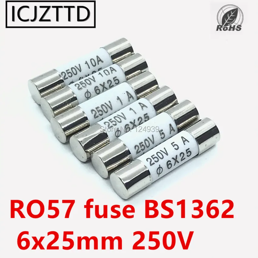 Предохранитель RO57 BS1362 6*25 мм 250 А 1 2 3 5A 6A 7A 8A 10 15 а 20 25 в керамический предохранитель