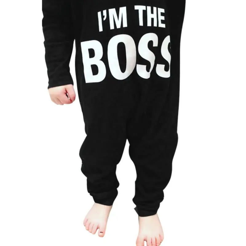 Детские комплекты одежды с надписью «I'm THE BOSS», комбинезон с длинными рукавами для мальчиков и девочек, детское боди Одежда