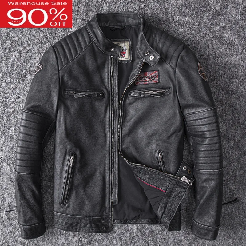 

Men's Winter Real Genuine Leather Jackets Motorcycle Flight Pilot Bomber Jackets For Men Natural Leather Male Aviator Coats 2020