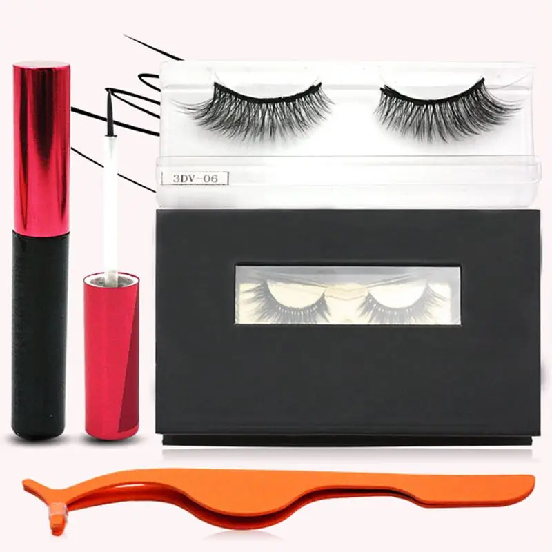 Magnetic Eyeliner with 3D Eyelash False Eyelashes Tweezer Brush Set Long Lasting Extension | Красота и здоровье