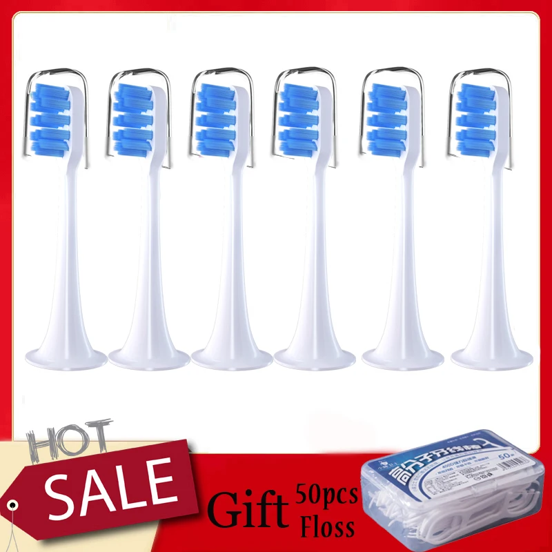 6 Pz Xiaomi Mijia T300/T500 Sostituzione Per Testine Spazzolino Da Denti Filo Interdentale Pulito Regalo Dupont Setola Sonic Electric Tooth Brush Ugel