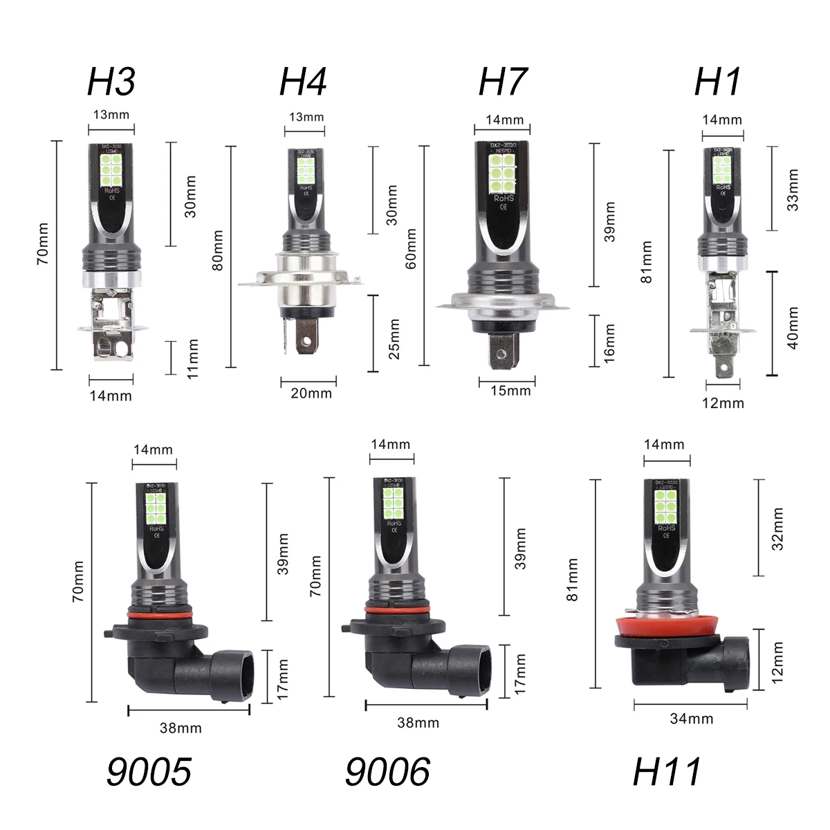 Автомобильная противотуманная фара 2 шт./лот H11/H8/9005/9006/H1/H3/H7 1200LM 8000K холодный синий светильник для вождения, ходовая автомобильная лампа, автомобильный светильник