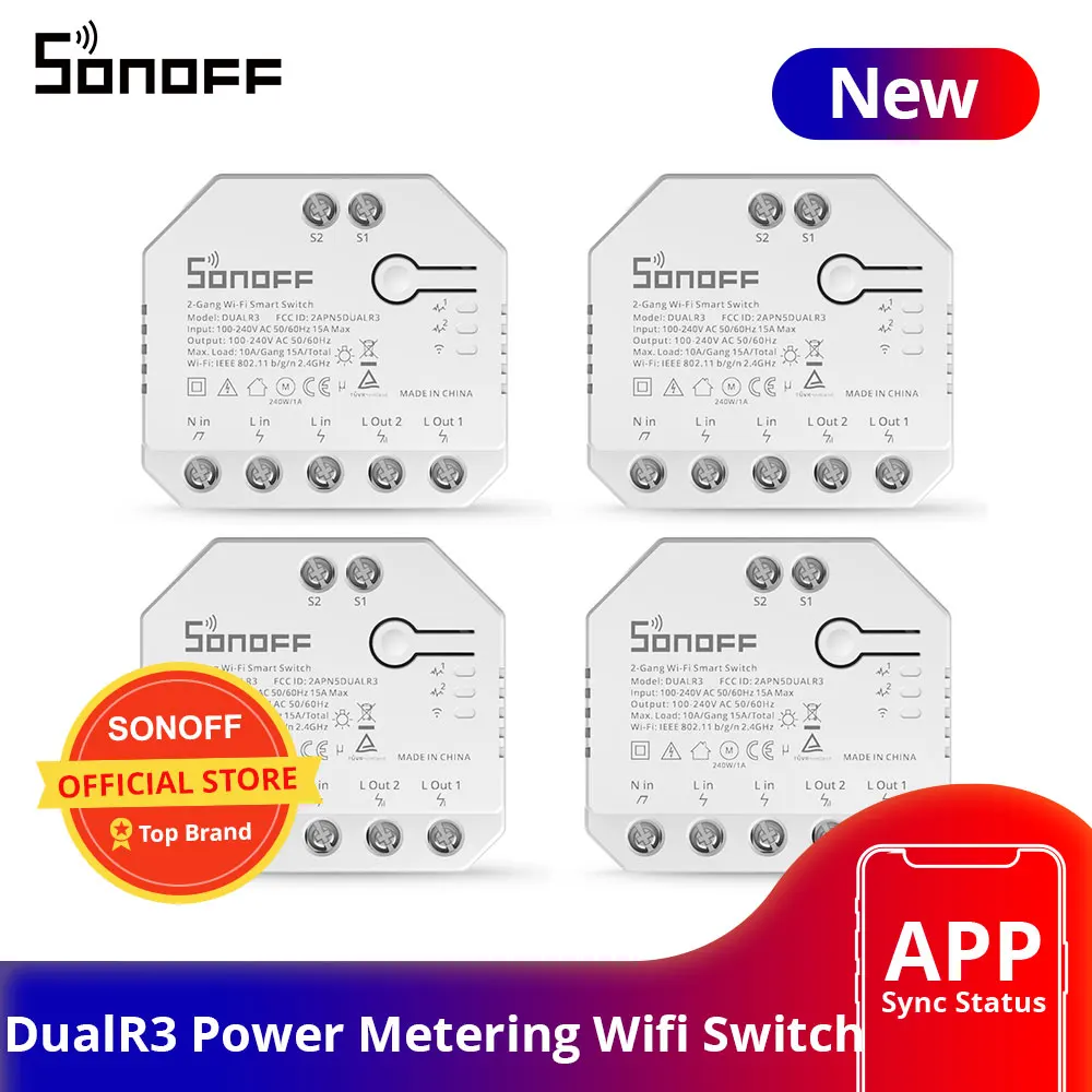 Wifi Smart Switch SONOFF DUALR3 DIY MINI Dual Relay Two Way Control Power Metering with Alexa Google Home