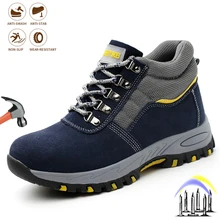 

Mens Shoes Steel Toe Cap Indestructible Work Outdoor Safety Boots Puncture-Proof Anti-smash Comfortable Men Advisable Sneakers