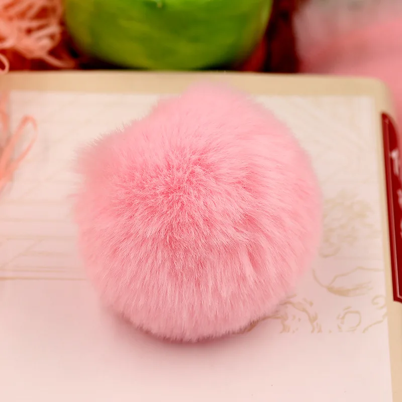 Garment Eyelets Real Rex Rabbit Fur Ball 6cm Pompom Car Pompon Rabbit Fur Ball for Keychain Fur DIY Bag Charms with Fluffy Bunny Ponpones Pins & Pincushions