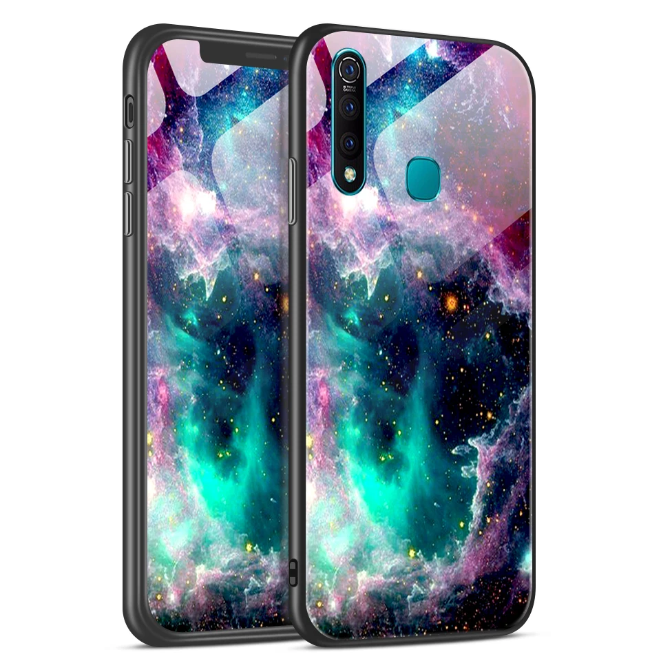 Закаленное стекло крышка для vivo Z5X/V1911A полная Защита задняя крышка для vivo S1/S1 Pro V1831A C1832A окрашенный Звездный бампер Capas - Цвет: W364