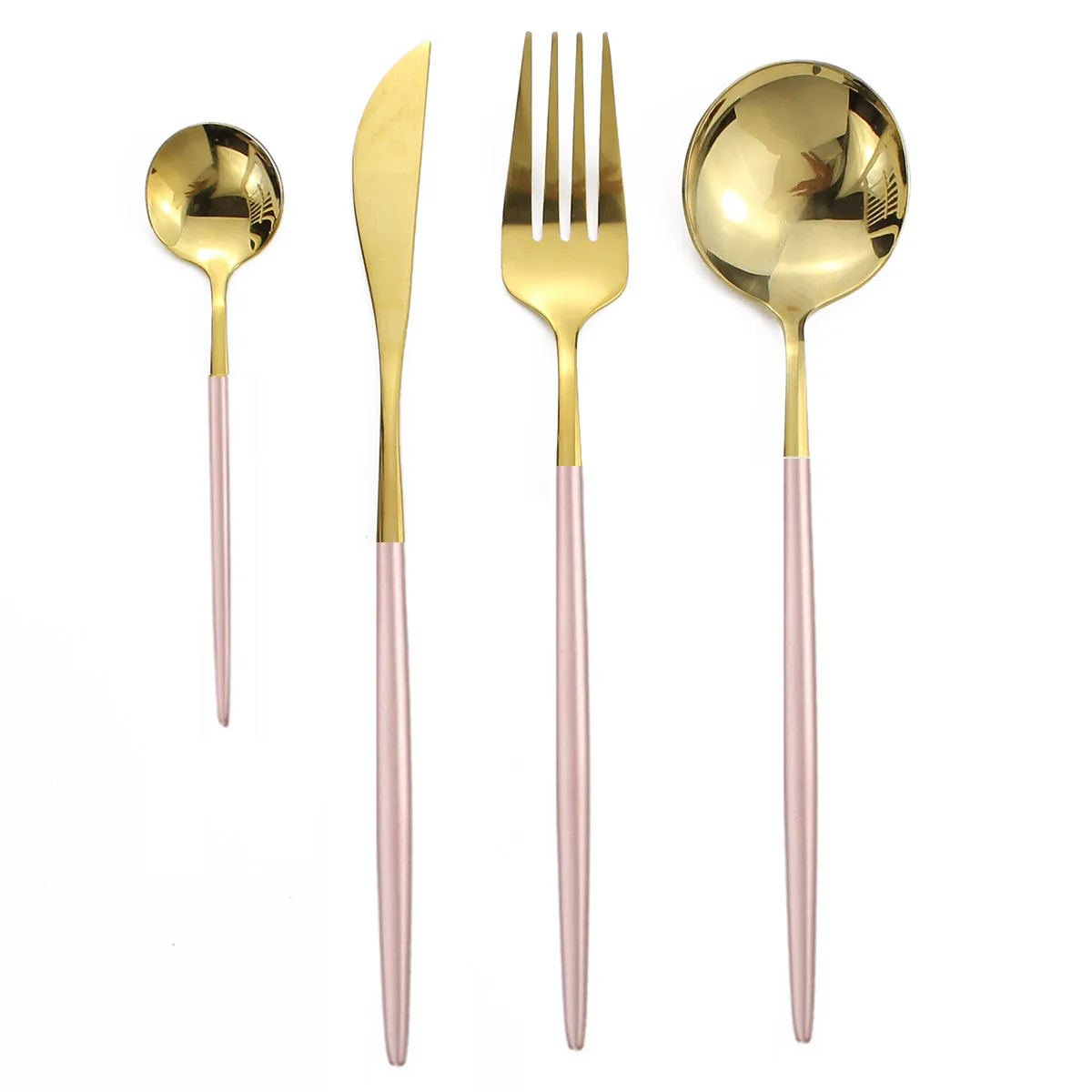 Pink Gold 4 шт./компл. набор посуды 18/10 Нержавеющая сталь столовые приборы черный набор посуды Ножи, столовая ложка, вилка, набор серебряных изделий Кухня наборы посуды - Цвет: Pink Gold