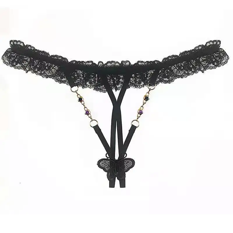 DX099-37-1 Женские сексуальные кружевные стринги, черные эротические открытые штаны, мягкое сексуальное нижнее белье, плавки для женщин, пара трусиков, День святого Валентина - Цвет: DX099-37-1