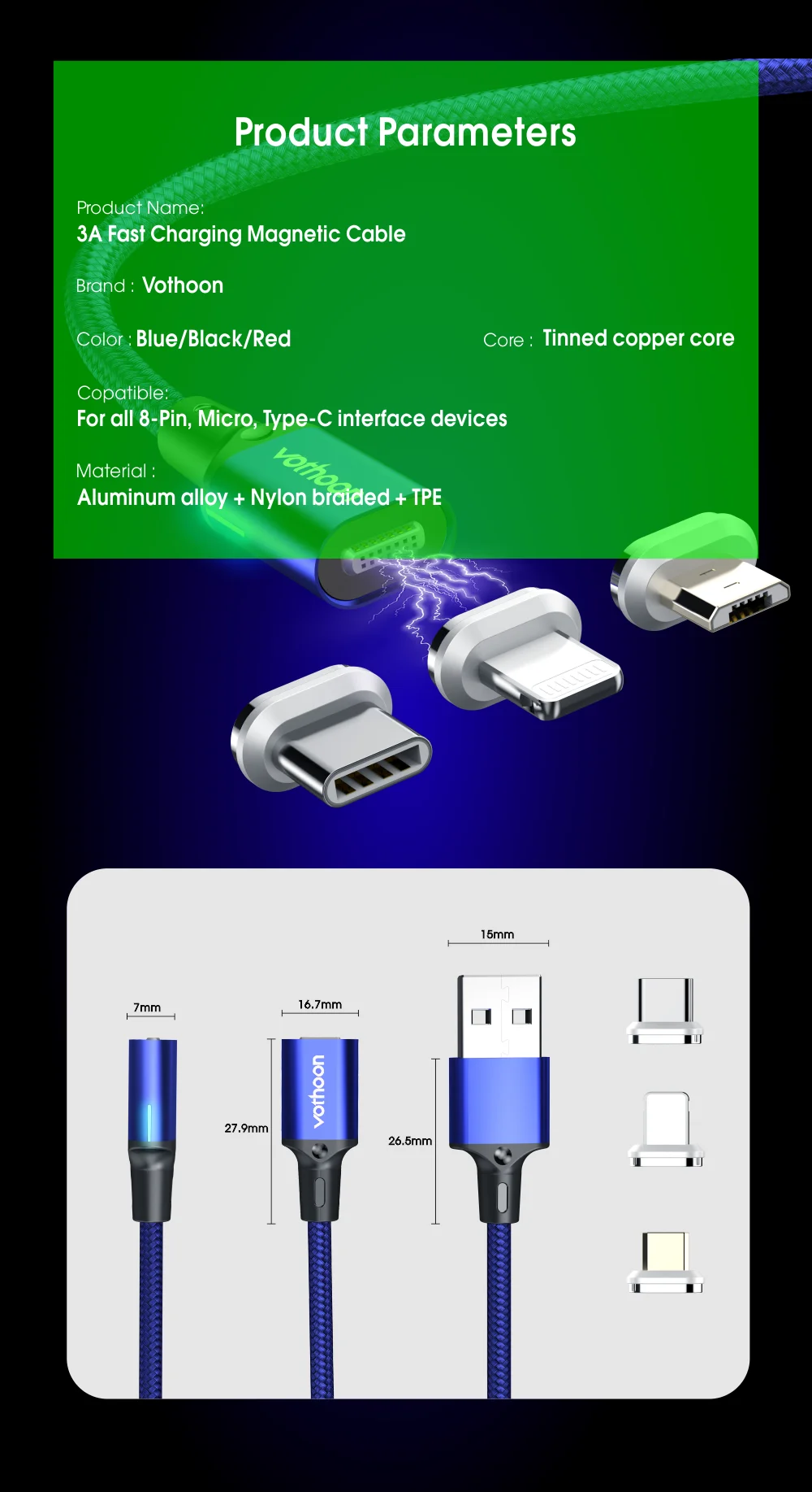 Магнитный usb-кабель votoon для быстрой зарядки, кабель Micro USB type-C для iphone 11Pro Xs, Магнитный зарядный кабель для мобильного телефона, usb-шнур