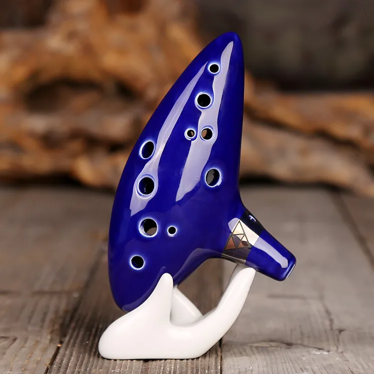 Ocarina Classical Blue 12 hole Alto C Music Instrument Kiln fired