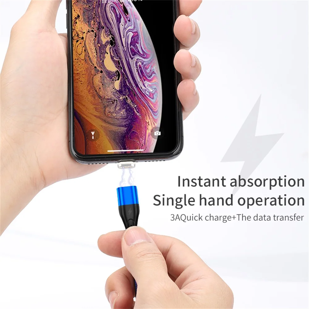 Магнитный Micro USB кабель 3 в 1, кабель для быстрой зарядки и передачи данных, Магнитный зарядный кабель usb type C IOS, 1 м