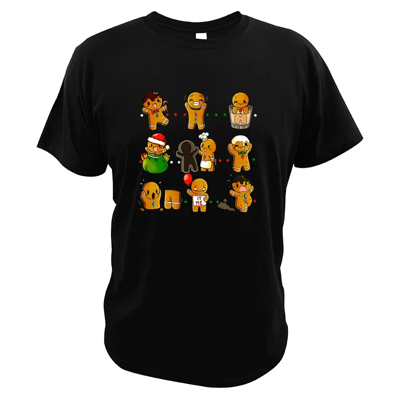 Футболки с пряниками, Забавные футболки на Рождество для мужчин, европейский размер, Милая футболка с коротким рукавом и круглым вырезом, высокое качество - Цвет: Черный