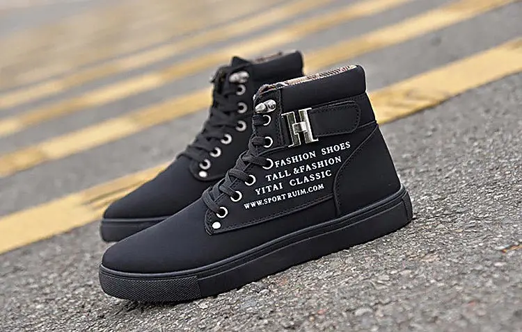 Ankle boots warm men snow boots winter Lace-up men shoes new arrival fashion flock plush winter boots men size 39-47